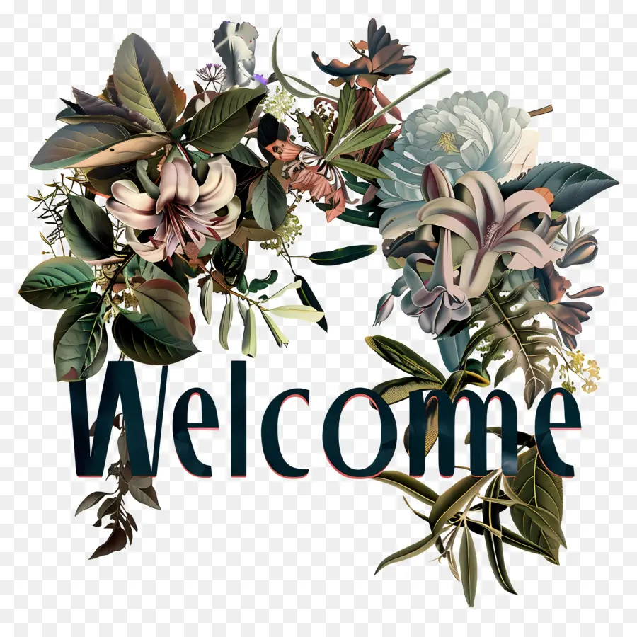 Bienvenue，Couronne De Fleurs PNG