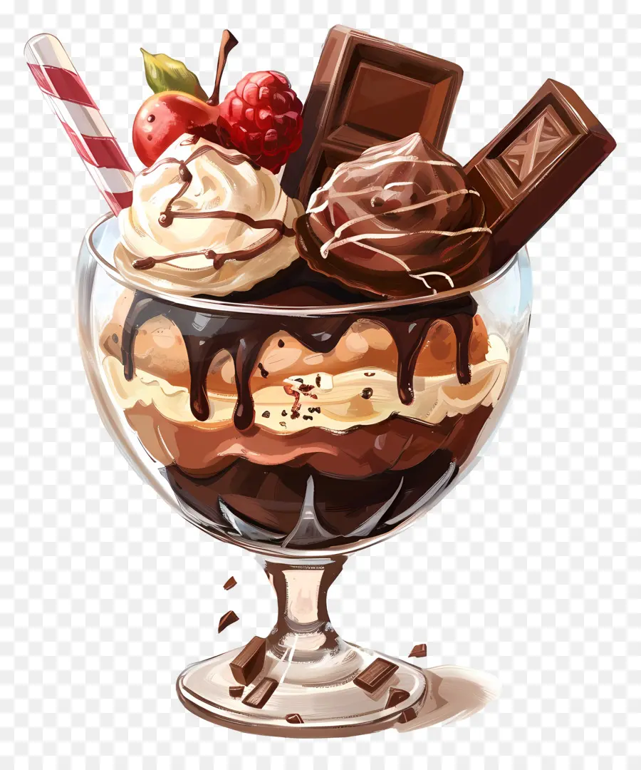 Glace Au Chocolat，Coupe Glacée Au Chocolat PNG