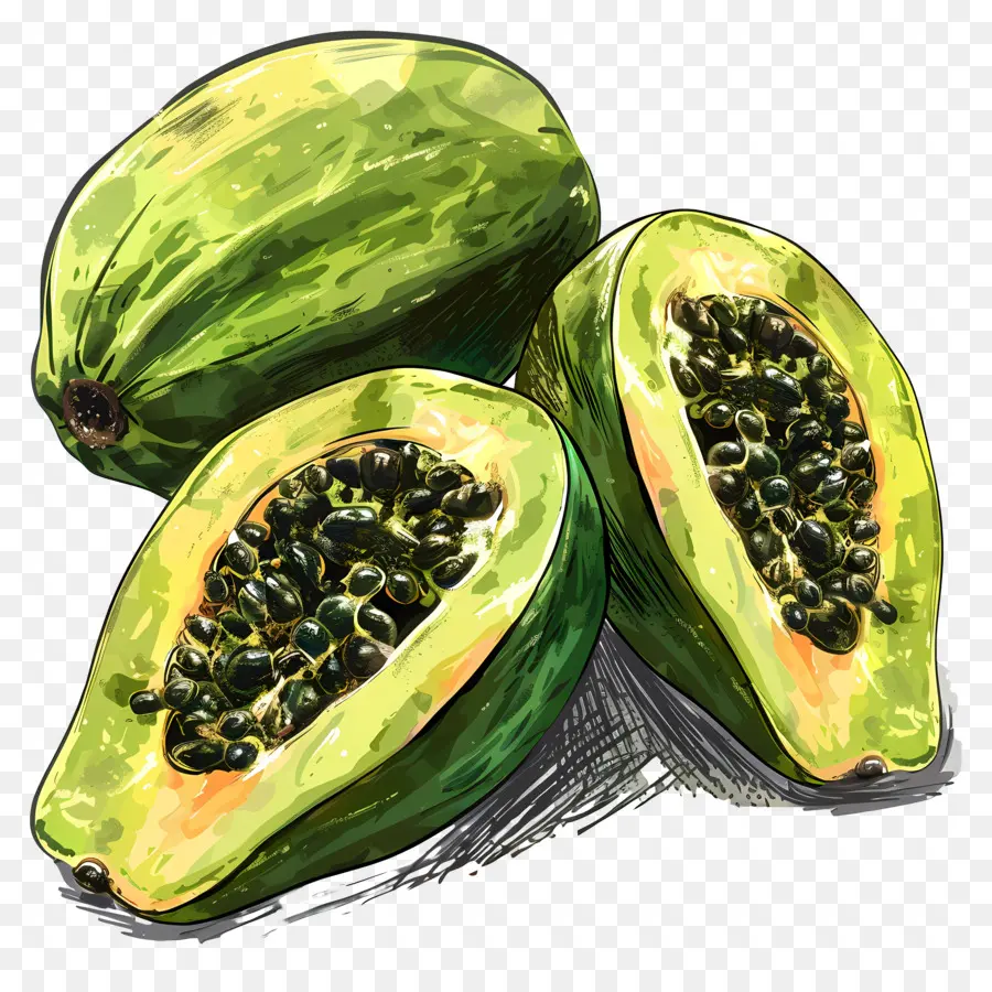 De La Papaye Verte，La Papaye Fruits PNG