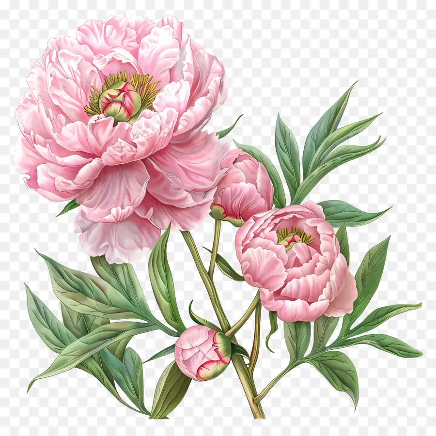 Pivoines Roses，Rose De Fleurs De Pivoine PNG