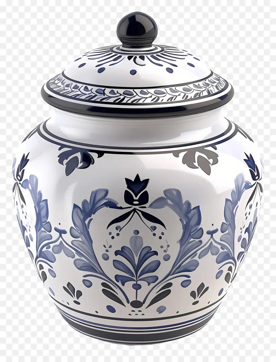 Pot De Stockage En Céramique，Bleu Et Blanc Vase PNG