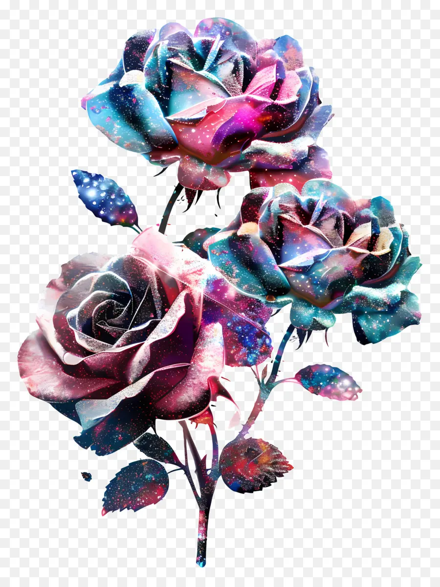 Bouquet De Roses à Paillettes，Roses PNG