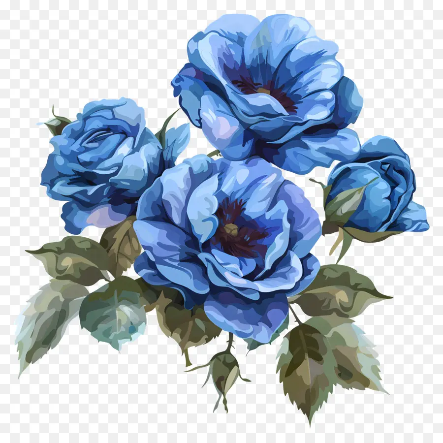 Roses Bleues，Bouquet PNG