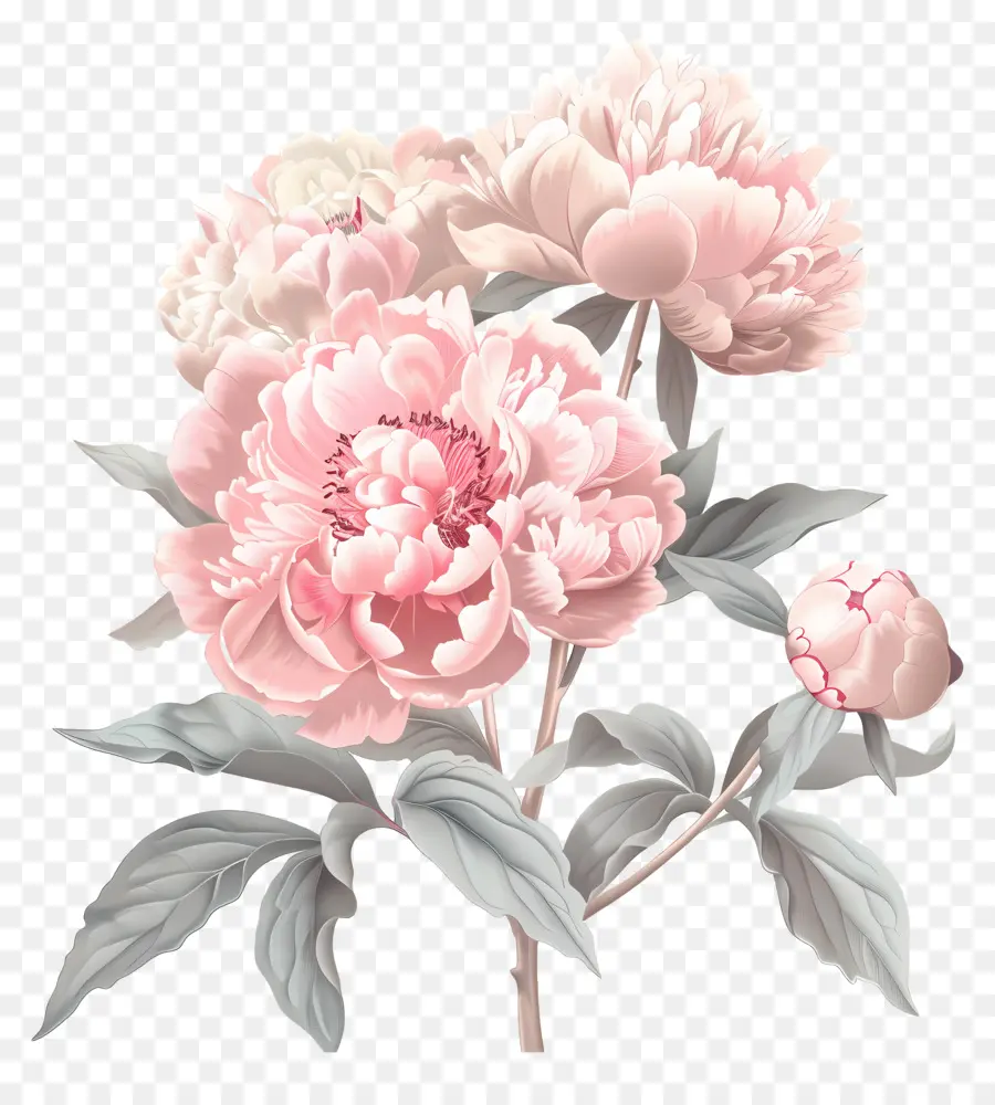 Pivoines Rose Clair，Rose Fleurs De Pivoine PNG