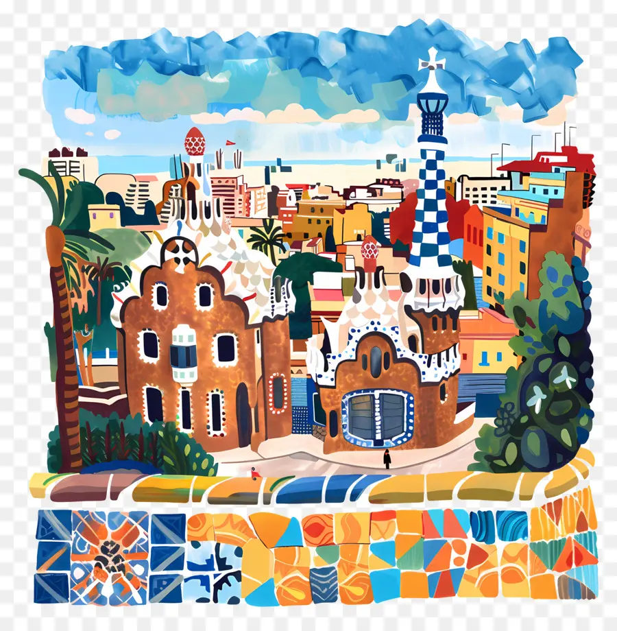 Le Parc Guell，Barcelone PNG