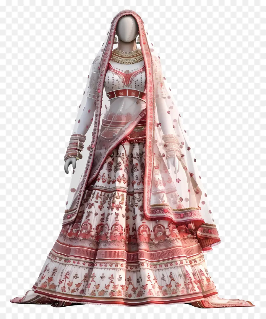Indien Robe De Mariée，Soil Blanc Et Rouge PNG