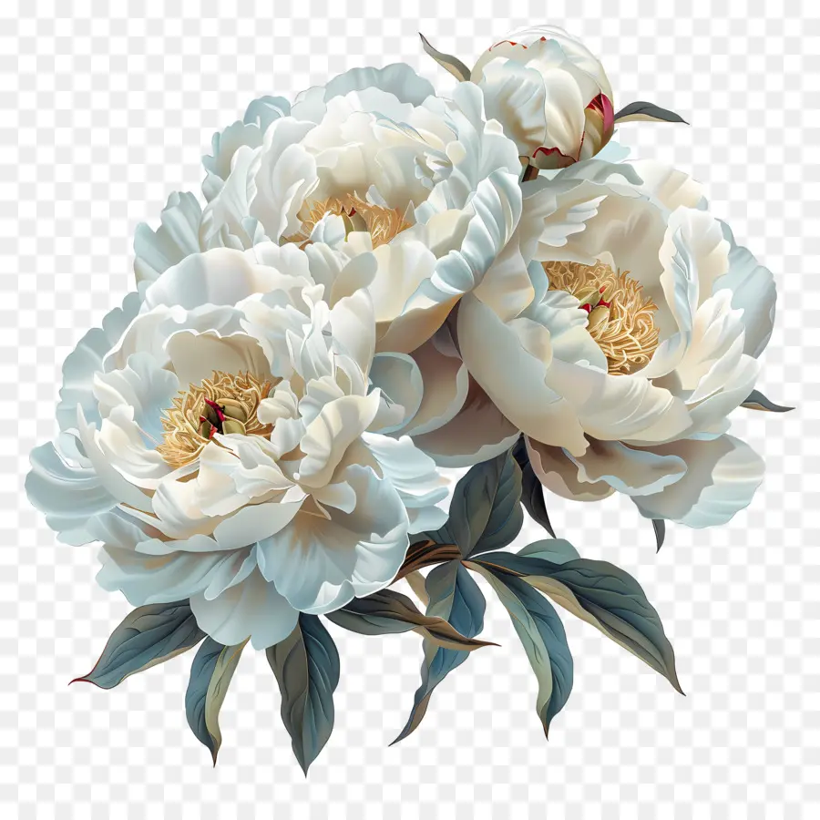 Pivoines Blanches，Les Pivoines PNG