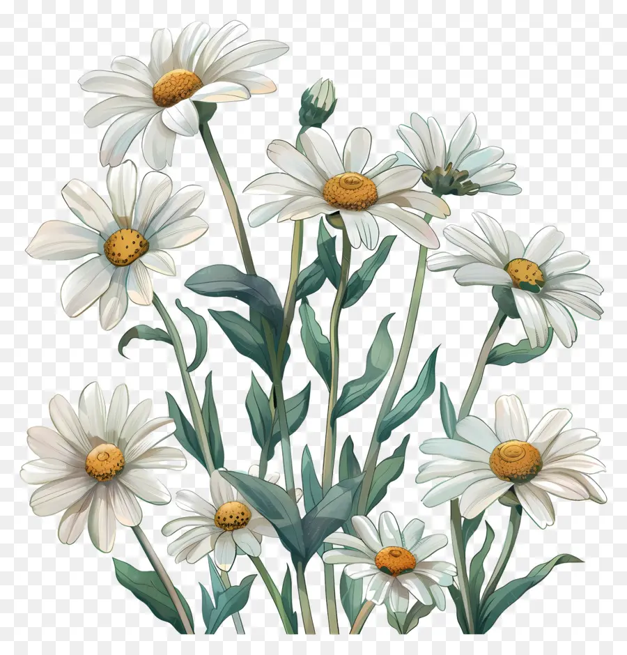 Blanc Marguerites，Fleurs PNG