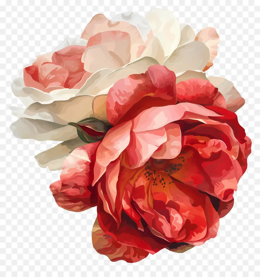 Double Délice Roses，Rose Peinture PNG