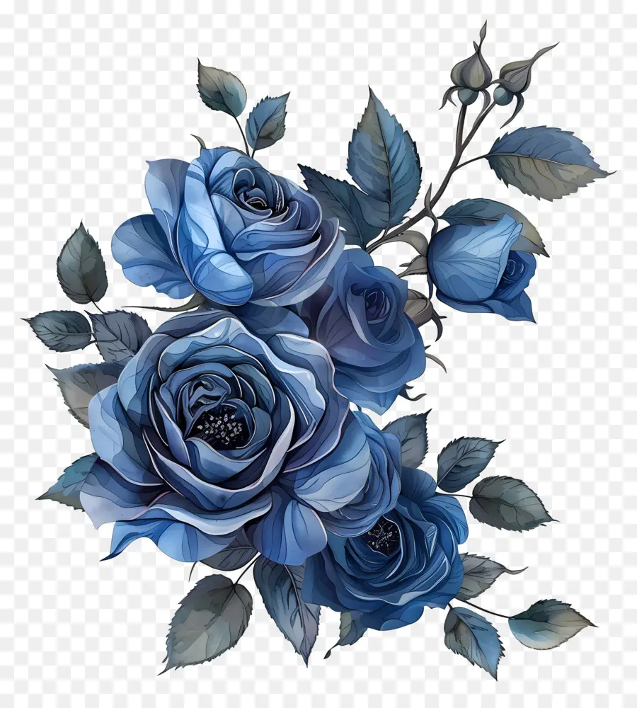 Roses Bleues，Roses Bleu Foncé PNG