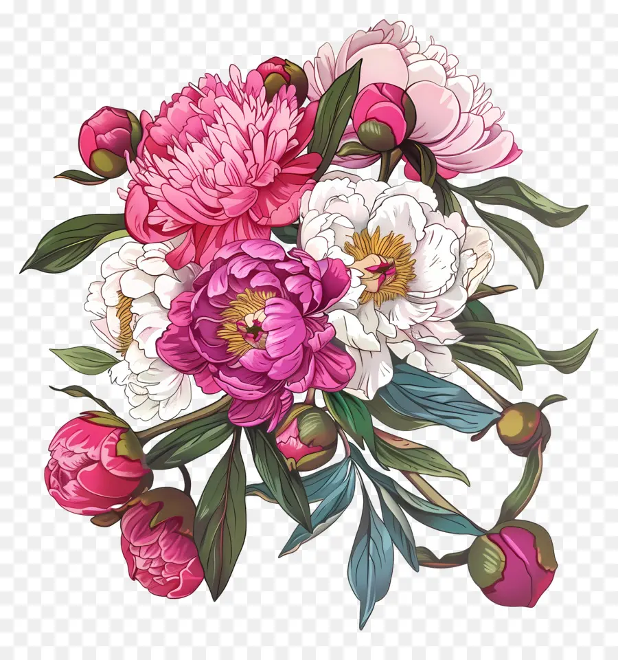 Bouquet De Pivoines，Fleurs De Pivoine PNG