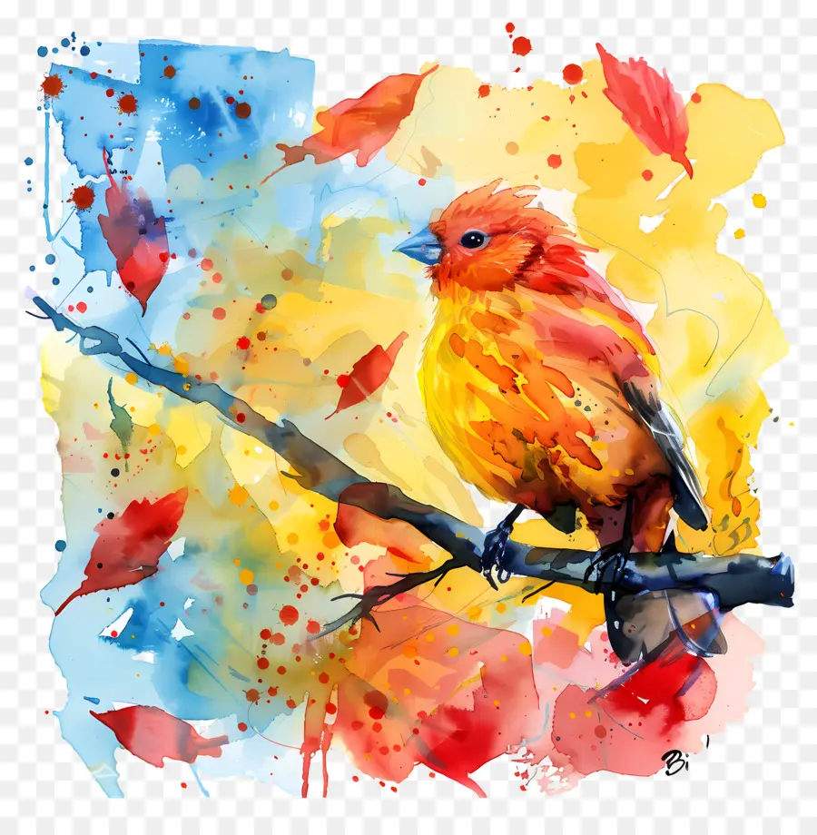 Oiseau Jour，Peinture à L'aquarelle PNG