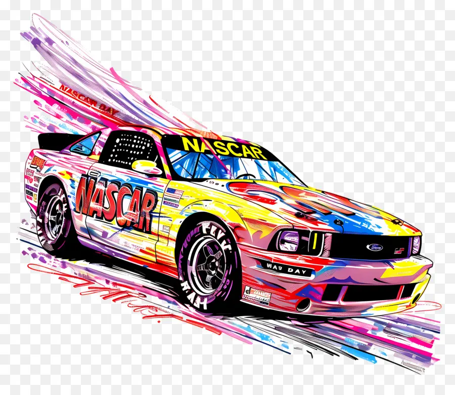 Journée Nascar，Voiture De Course Colorée PNG