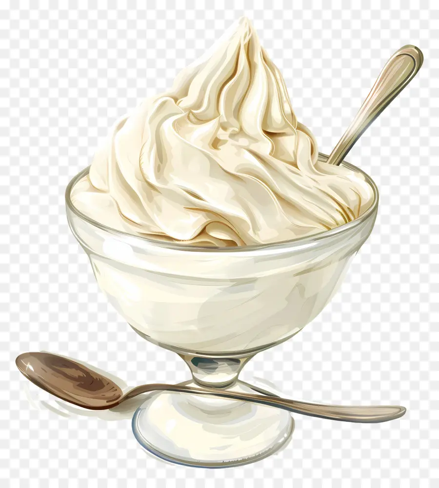 Crème Glacée à La Vanille，De La Crème Fouettée PNG