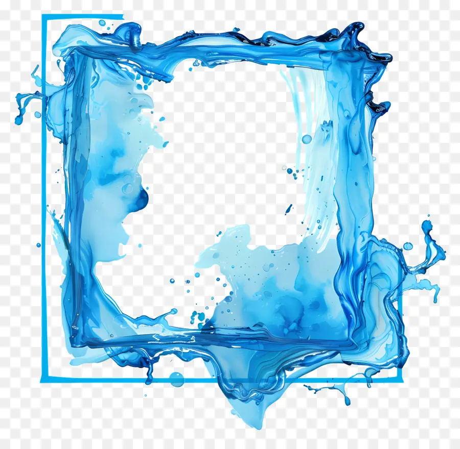 Cadre Bleu Rectangle，Liquide Bleu PNG
