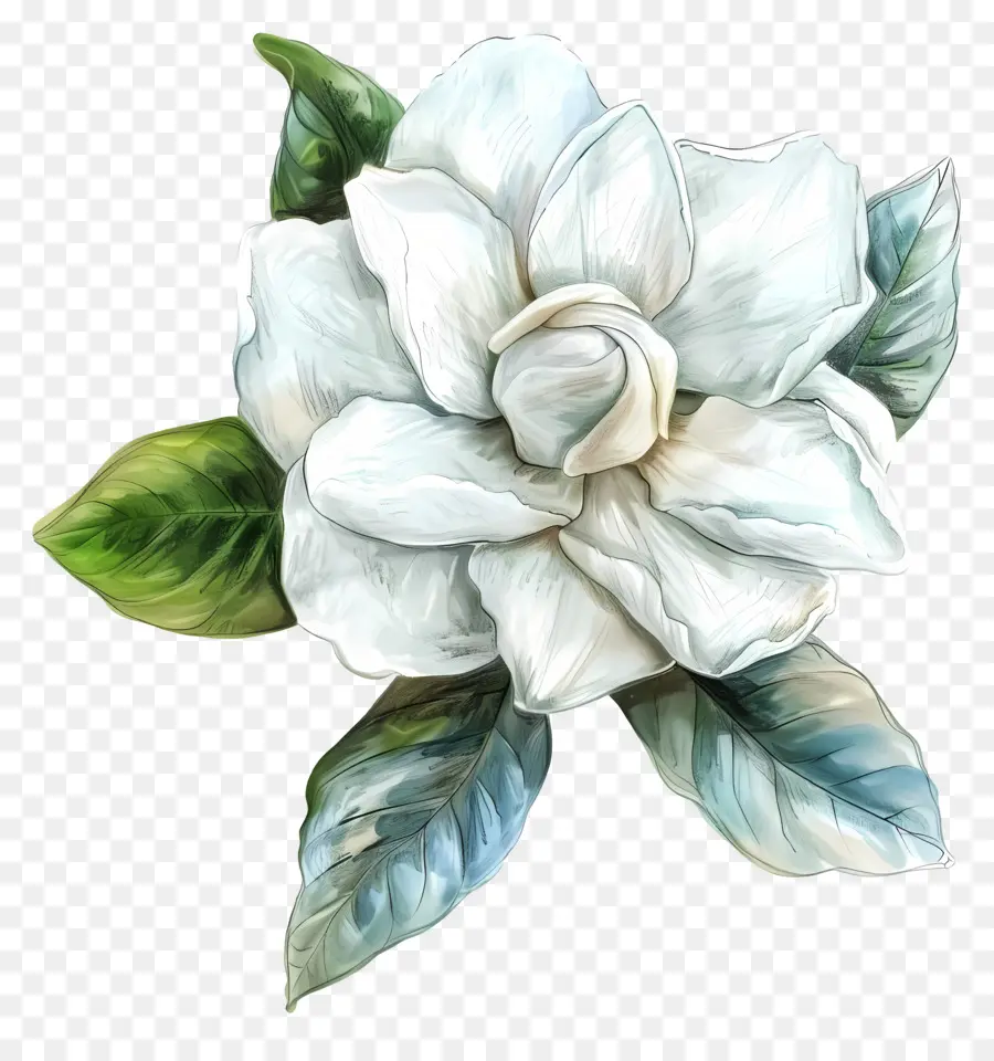 Fleur De Gardénia，Peinture à L'aquarelle PNG
