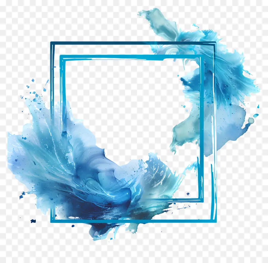 Square Cadre Bleu，Art De L'eau PNG