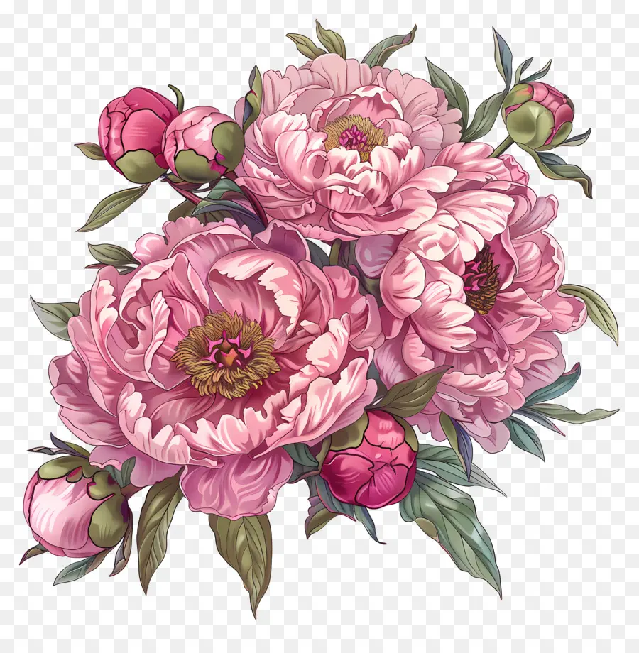 Bouquet De Pivoines，Rose Pivoine PNG