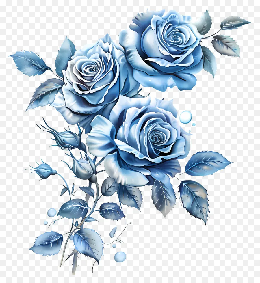 Roses Bleues，Peinture PNG