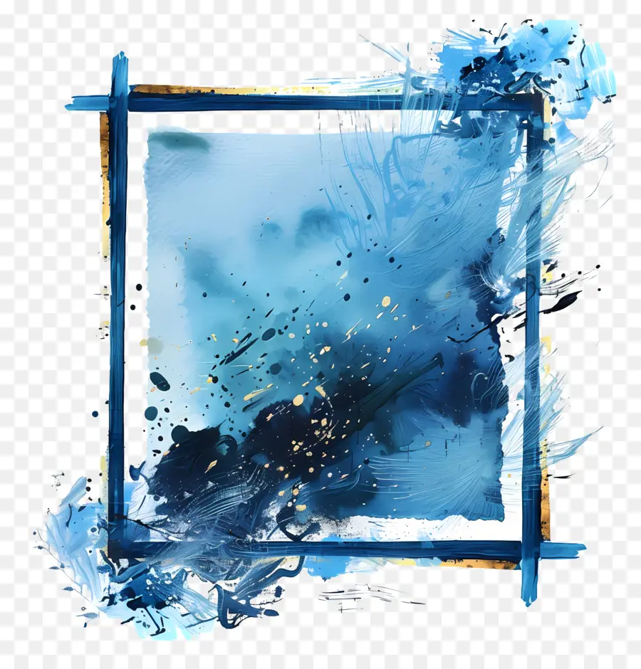 Square Cadre Bleu，Aquarelle Cadre PNG