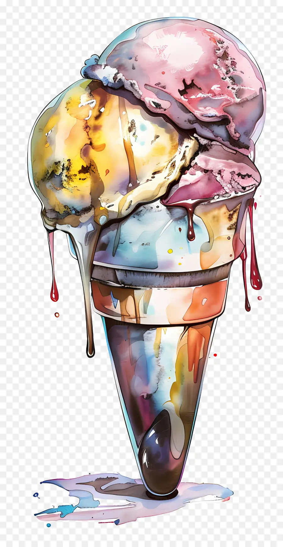 Scoop De Crème Glacée，Peinture à L'aquarelle PNG