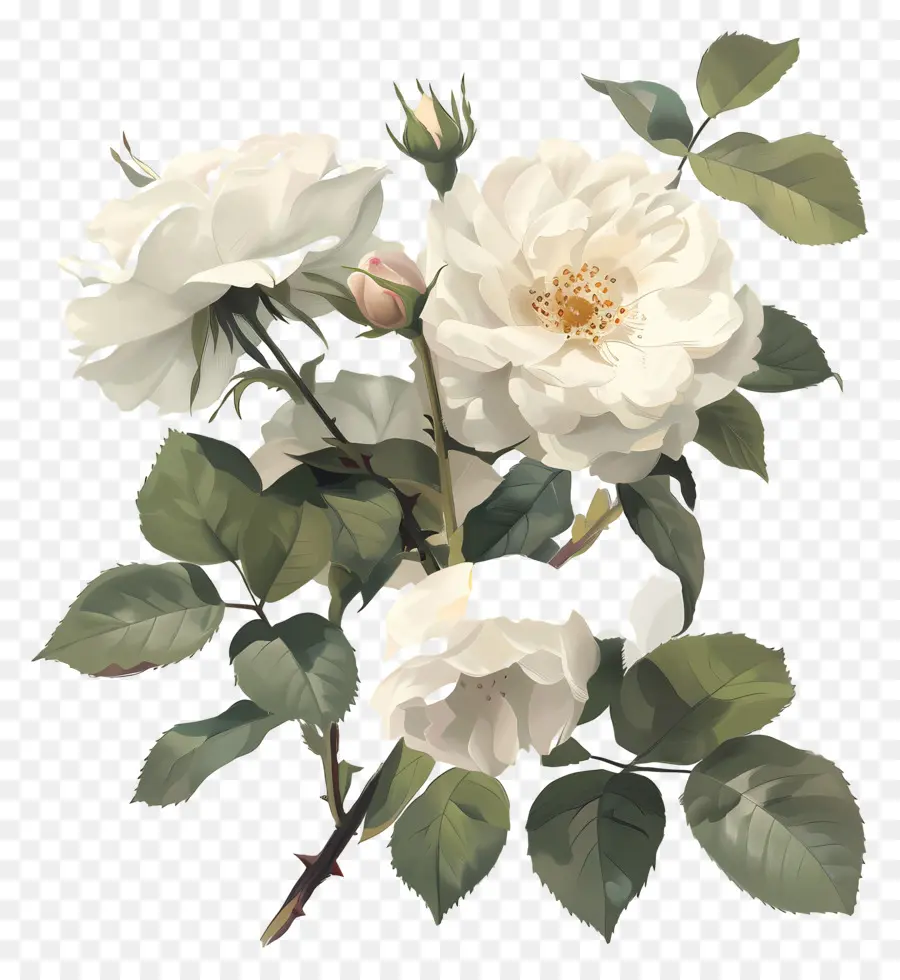 Des Roses Blanches，Des Pétales De Rose PNG