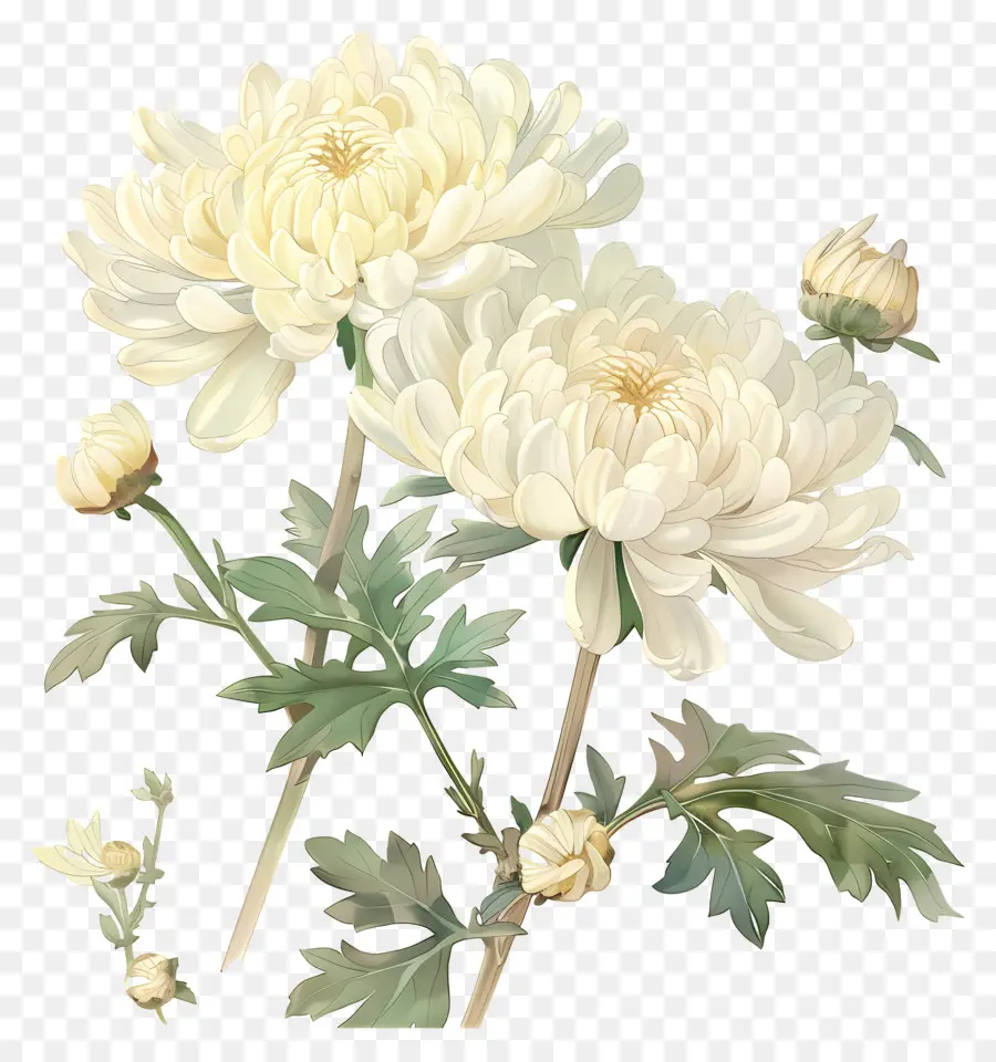 Blanc Chrysanthème，Chrysanthèmes Blancs PNG