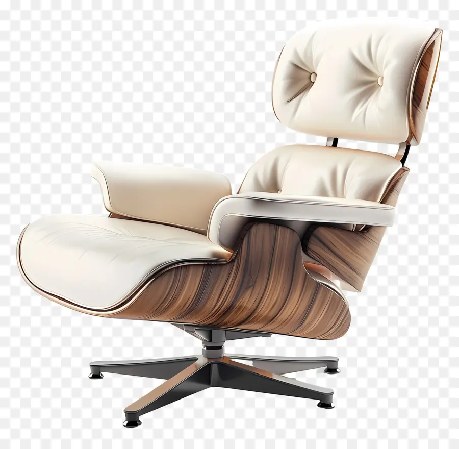Chaise Lounge Eames，Chaise De Salon En Cuir Blanc PNG