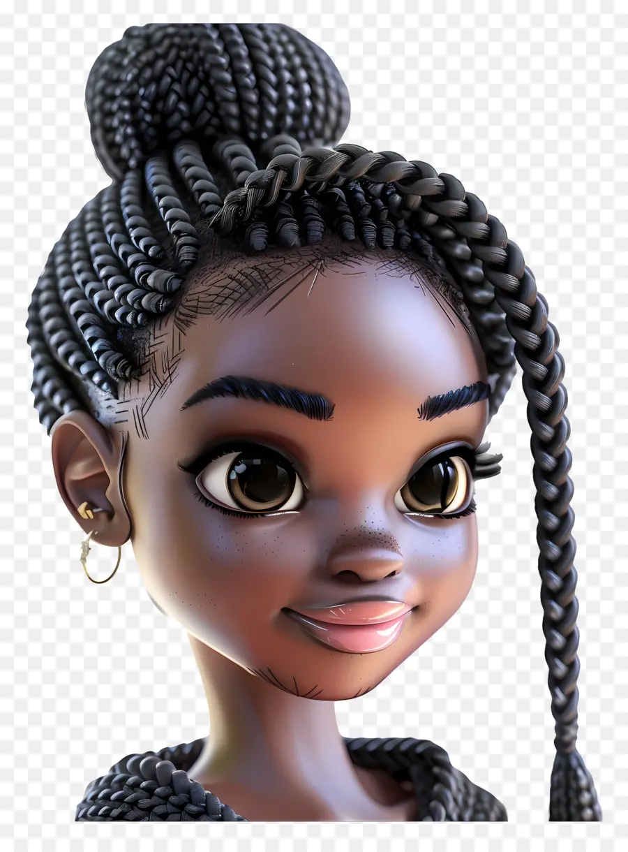 Black Girl Hairstyles Traids，Noir Femme PNG