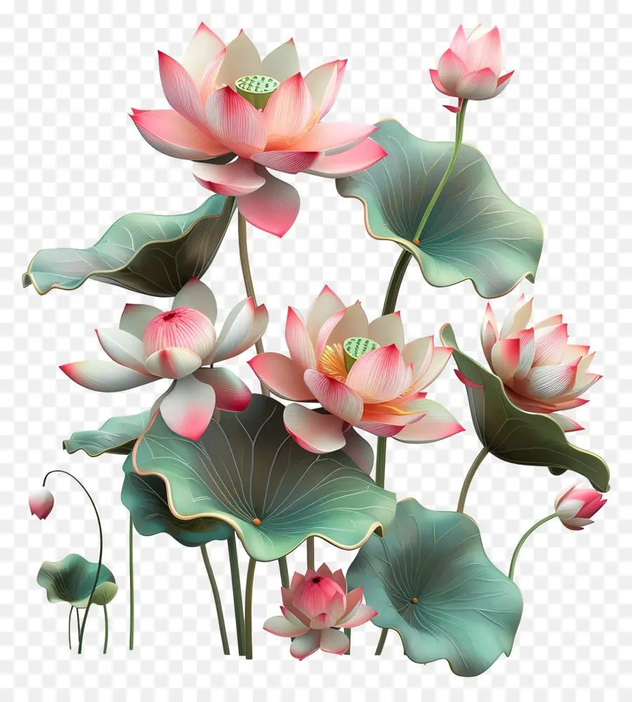 Des Fleurs De Lotus，Cinq Pétales PNG