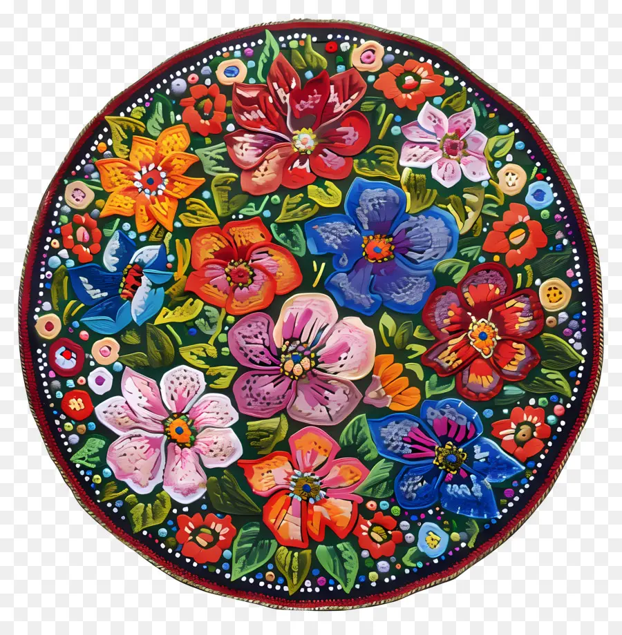 Tapisserie Au Crochet，Assiette Florale PNG