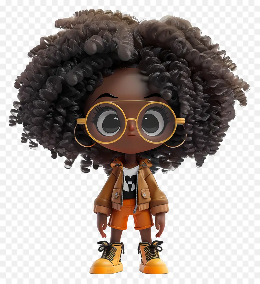 Fille Noire Afro，Personnage De Dessin Animé PNG
