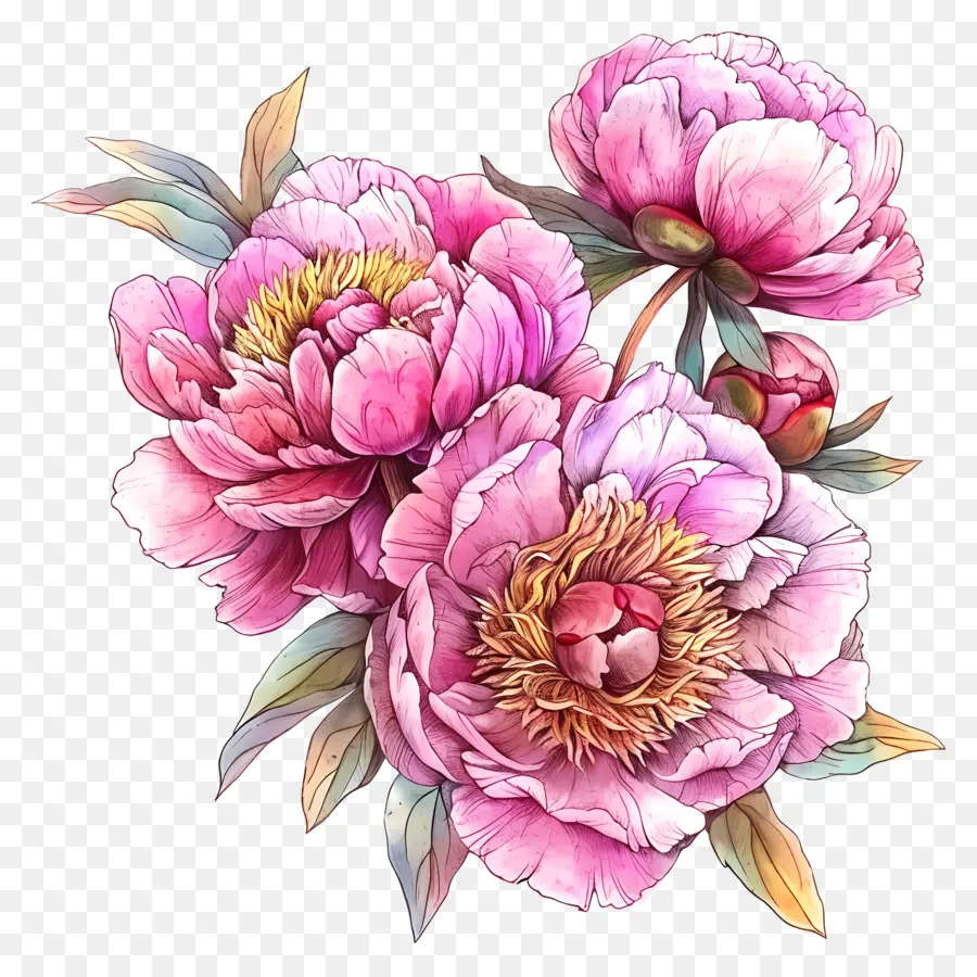 Fleurs De Pivoines，Rose Pivoine PNG