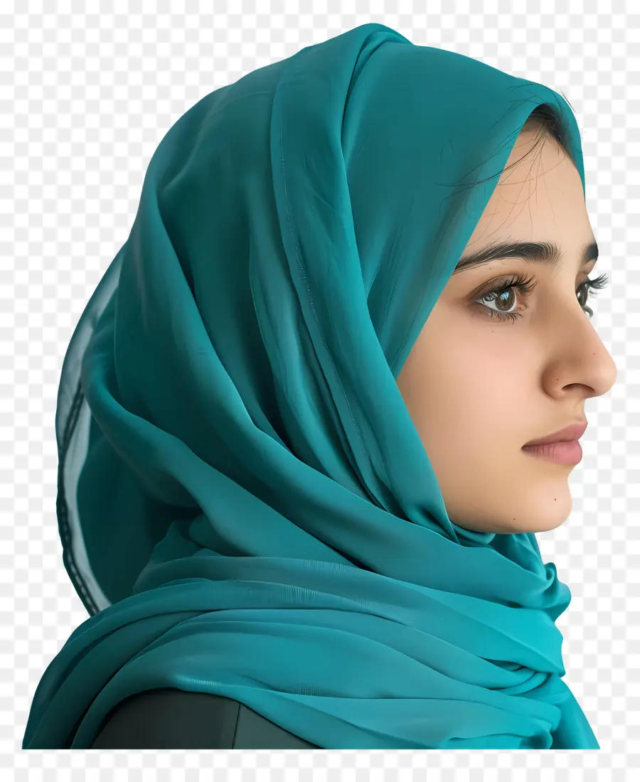 Hijab Sarcelle，Femme PNG