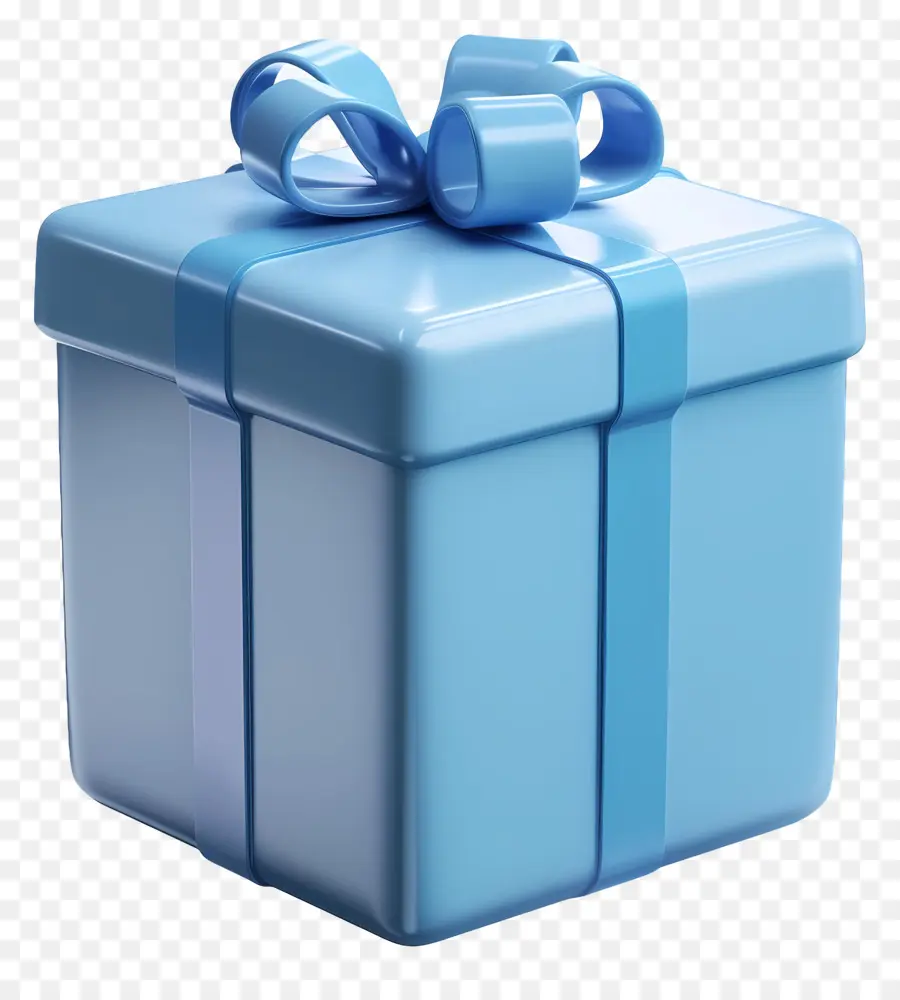Bleu Boîte Cadeau，Ruban PNG