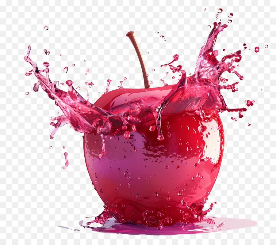 éclaboussure De Pomme，Pomme Avec Jus De Fruits PNG