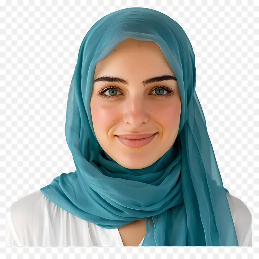 Hijab Sarcelle，Foulard Bleu PNG