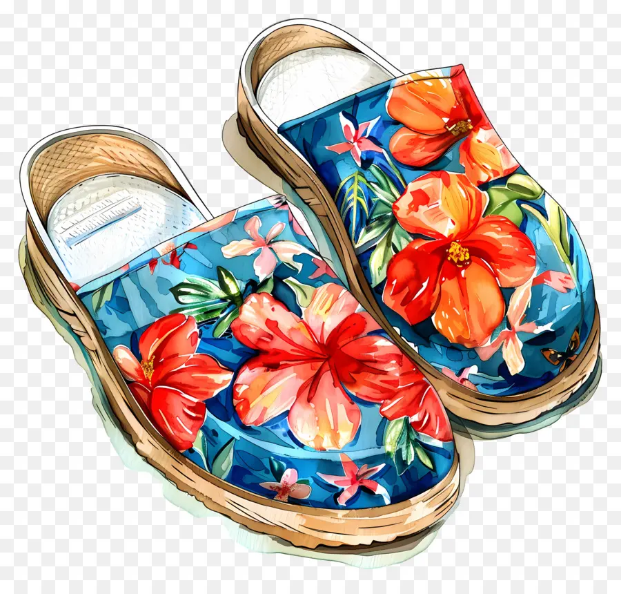 Femme Chaussures，Chaussures Florales PNG