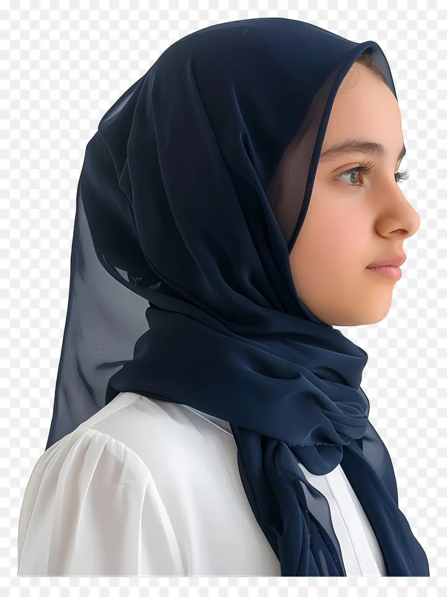 Hijab Bleu Marine，Femme En Hijab PNG