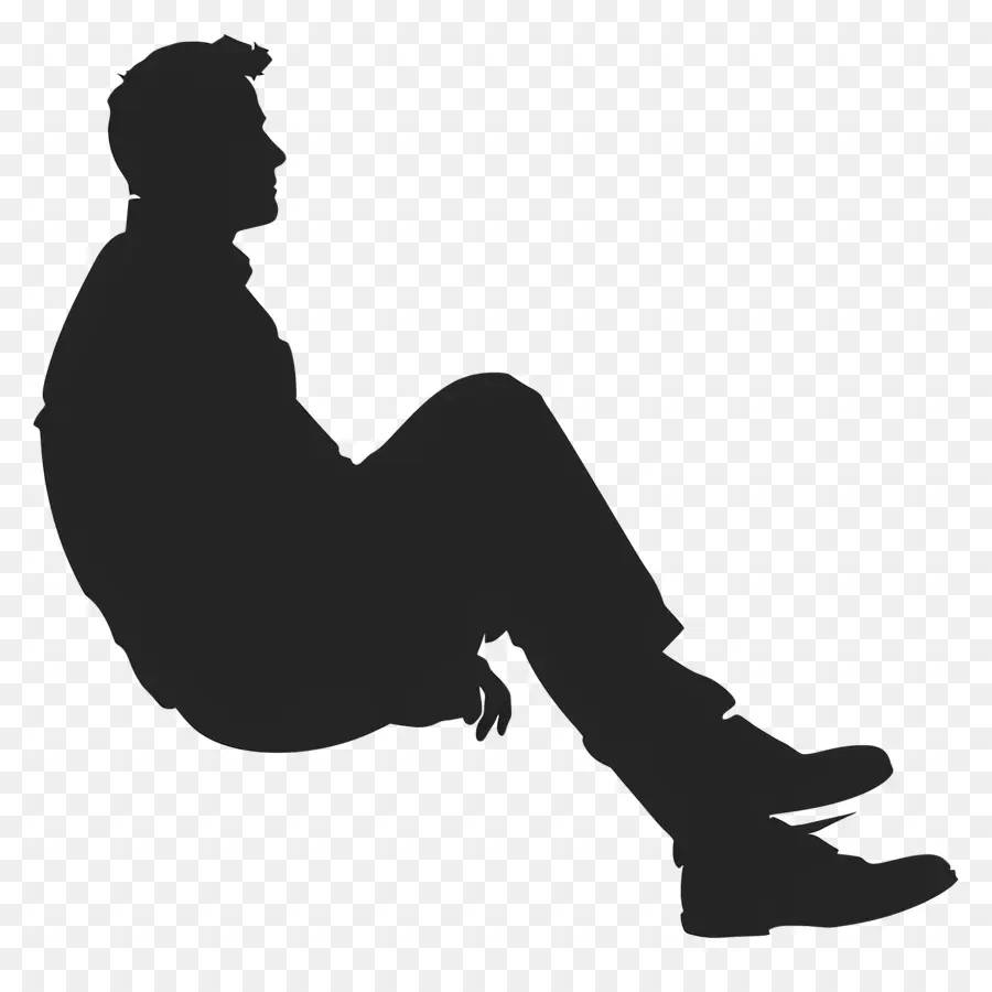 Silhouette D'homme Assis，Assis Silhouette PNG