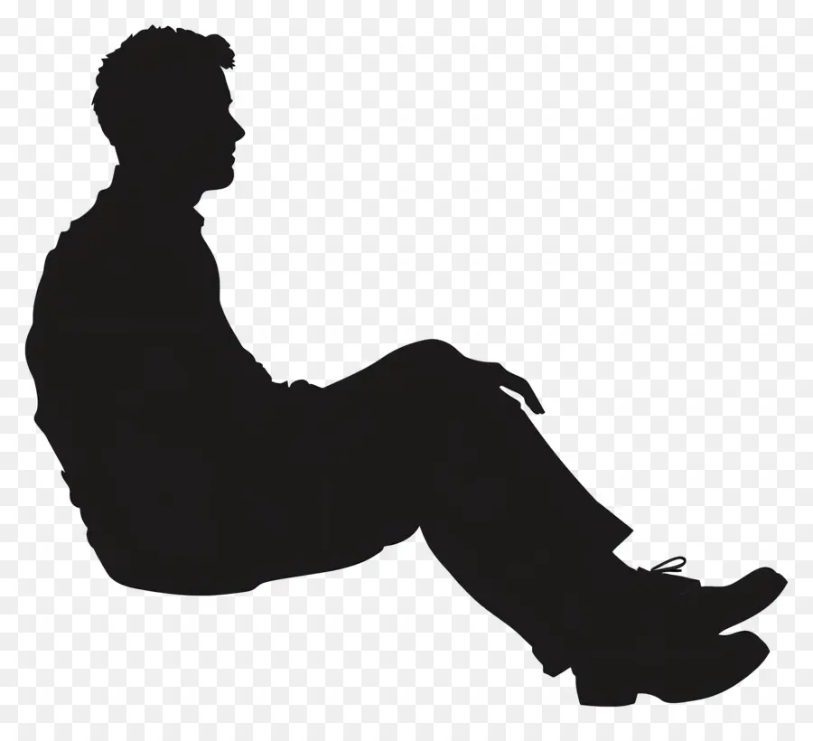 Silhouette De L'homme Assis，Silhouette PNG