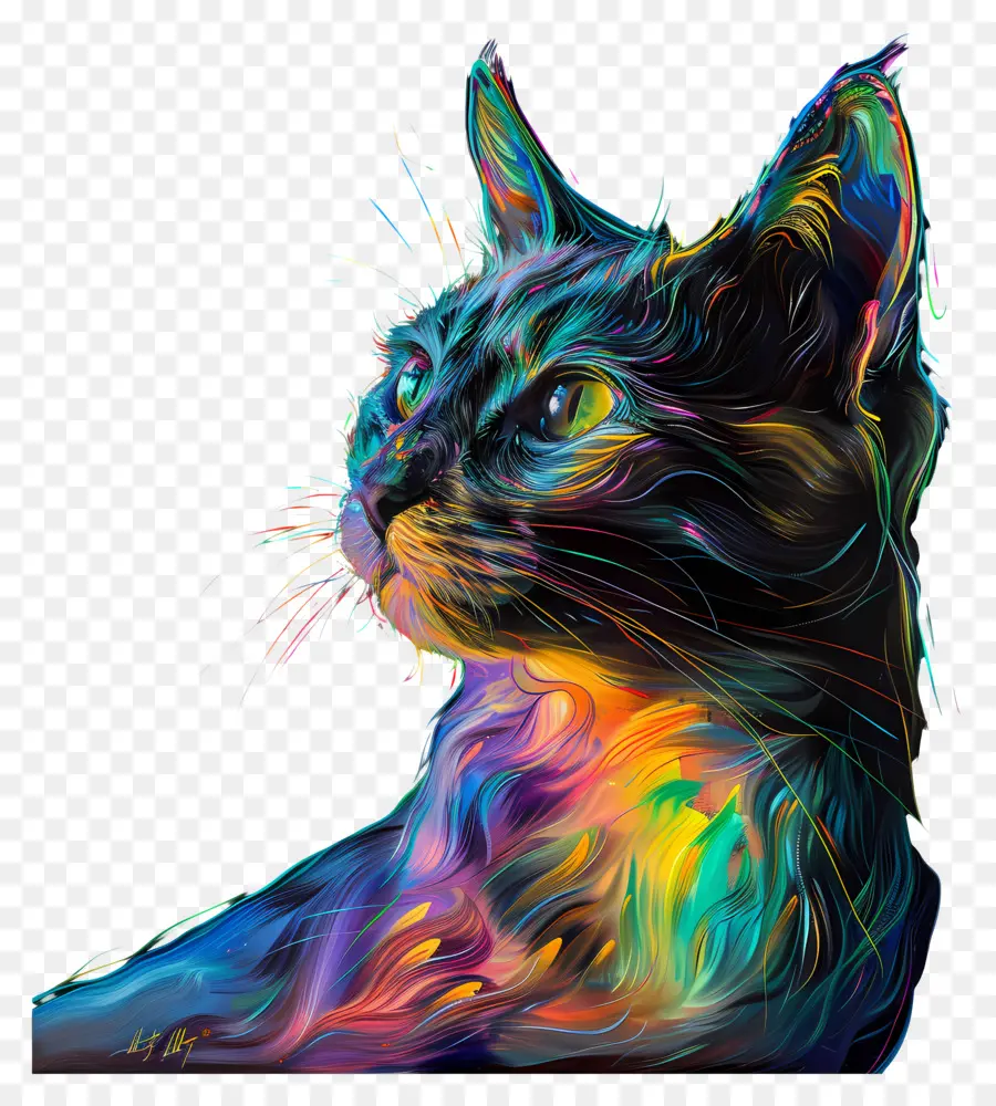 Irisation，Chat Coloré PNG