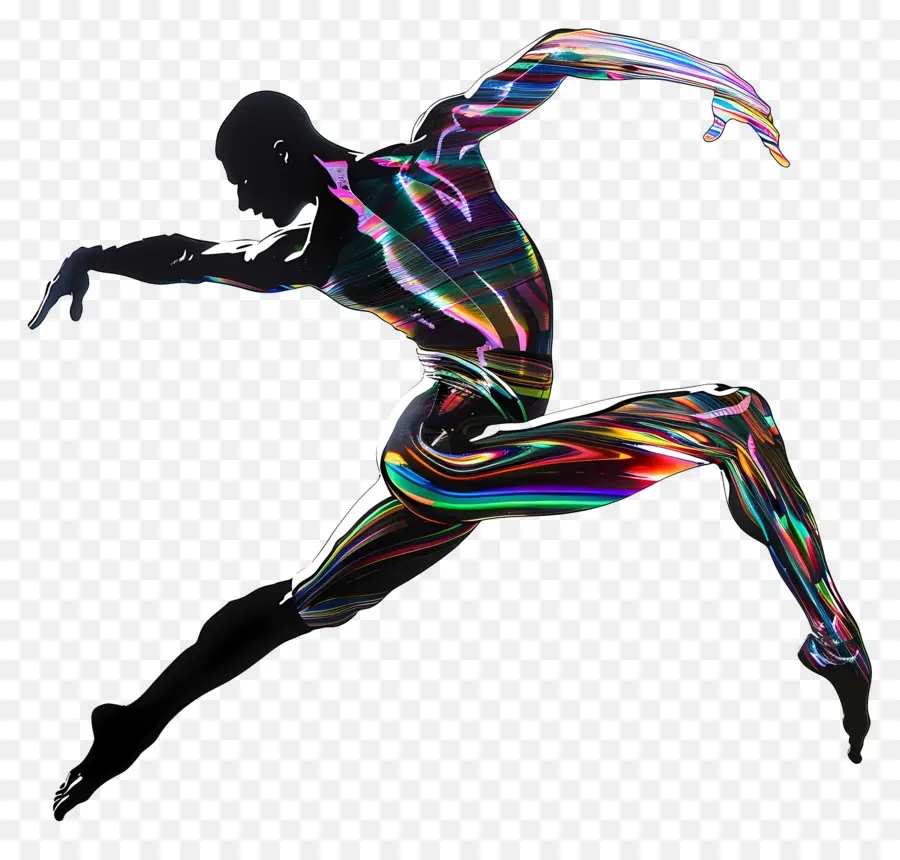 Silhouette De L'homme De Gymnastique，Couleurs Néon PNG