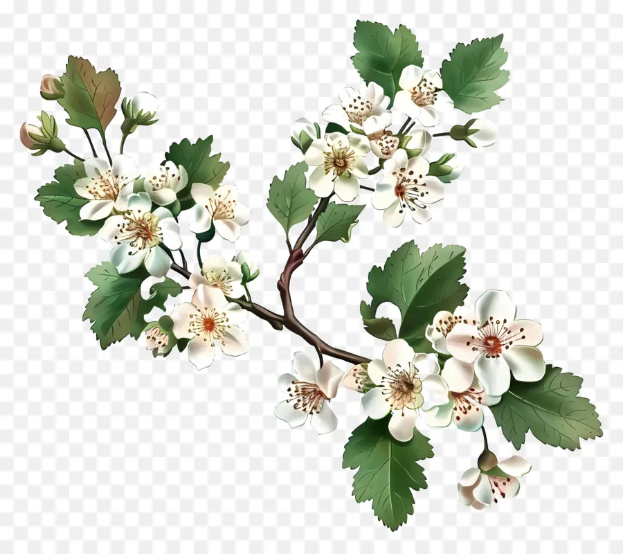 Fleur De L'aubépine，Branche D'arbre PNG
