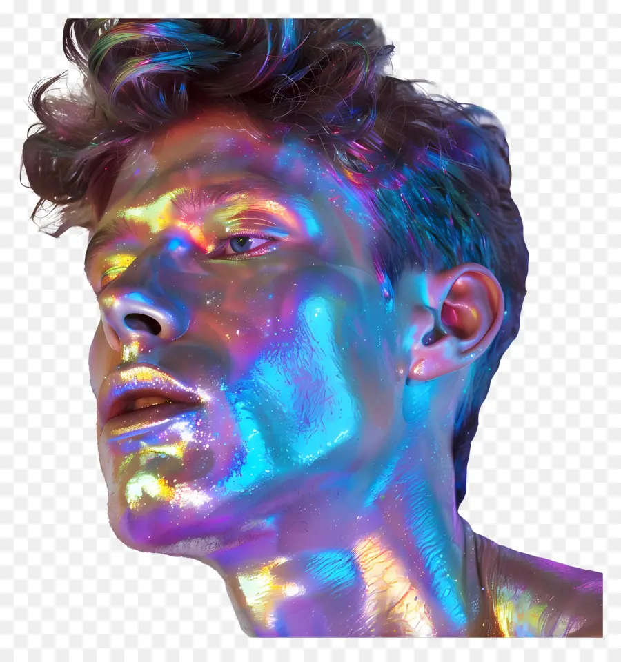 Homme Visage Vue Côté，Visage Coloré PNG