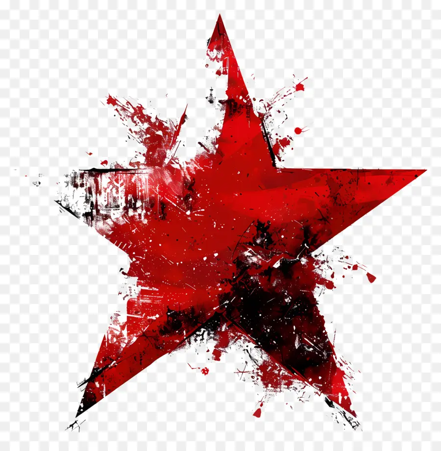 Le Red Star，éclaboussure De Peinture PNG