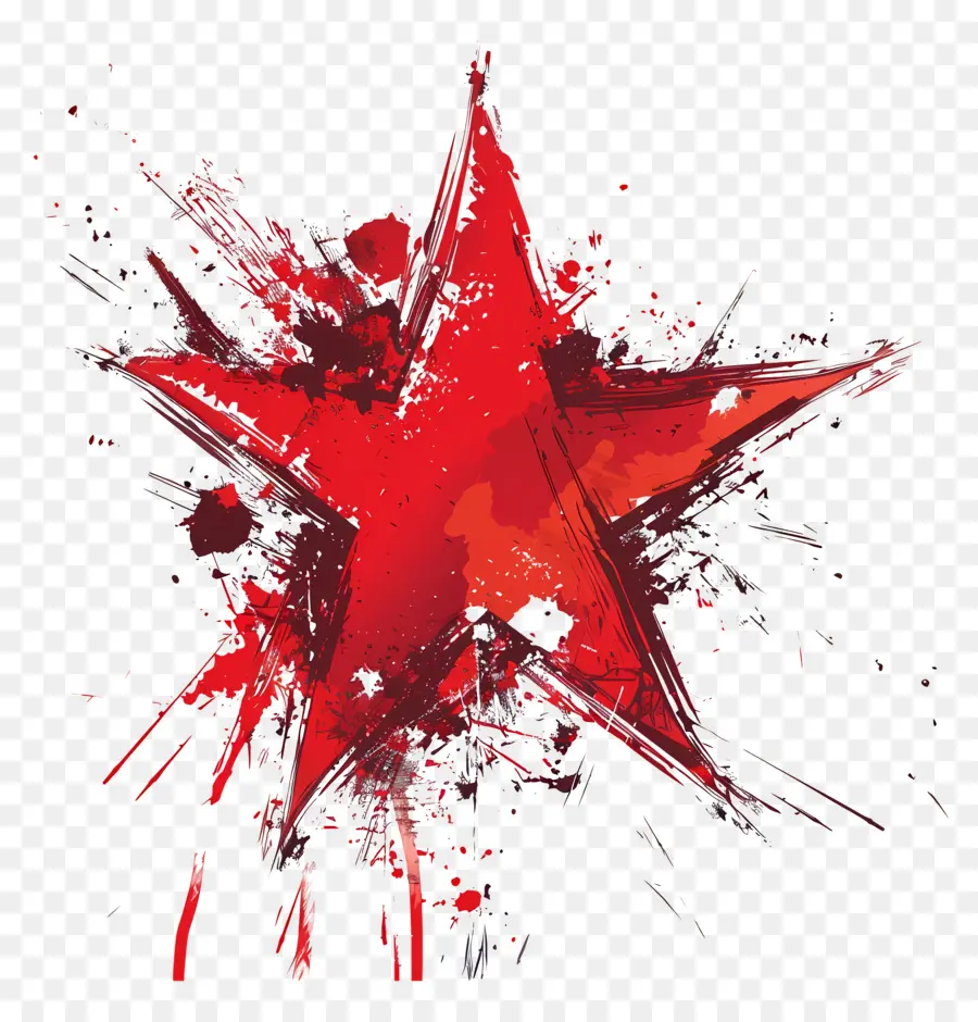 Le Red Star，Peinture éclaboussée PNG
