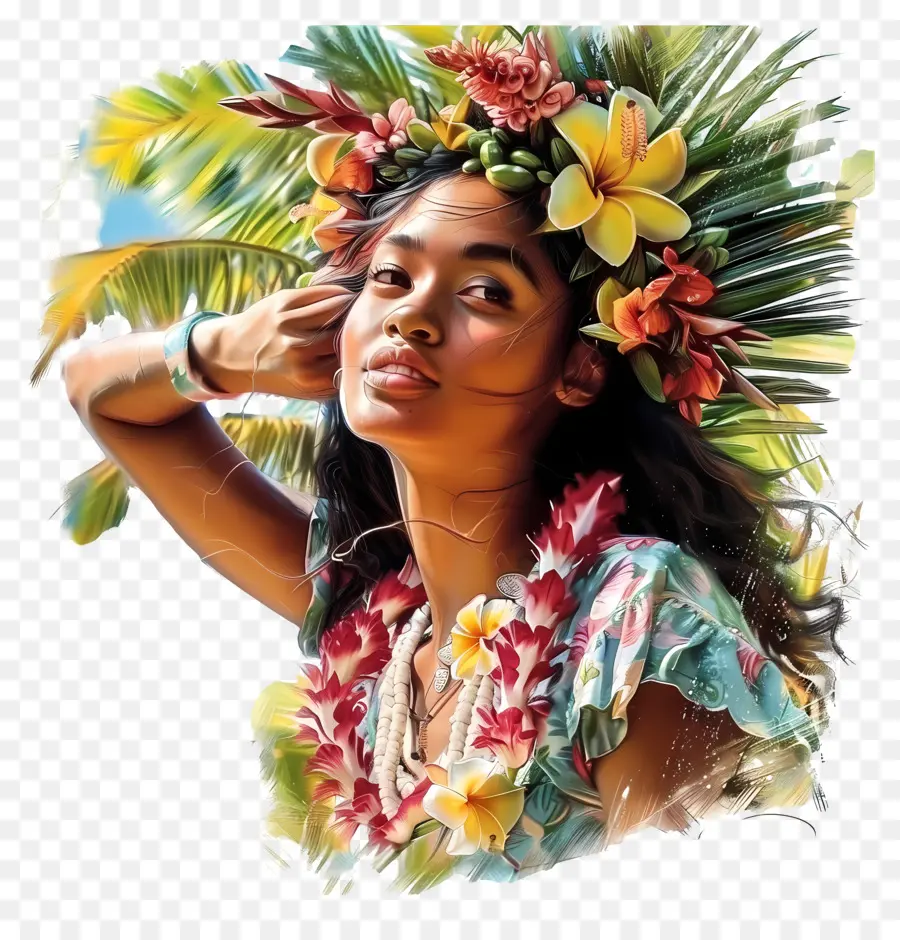 Lei Jour，Tenue Hawaïenne PNG