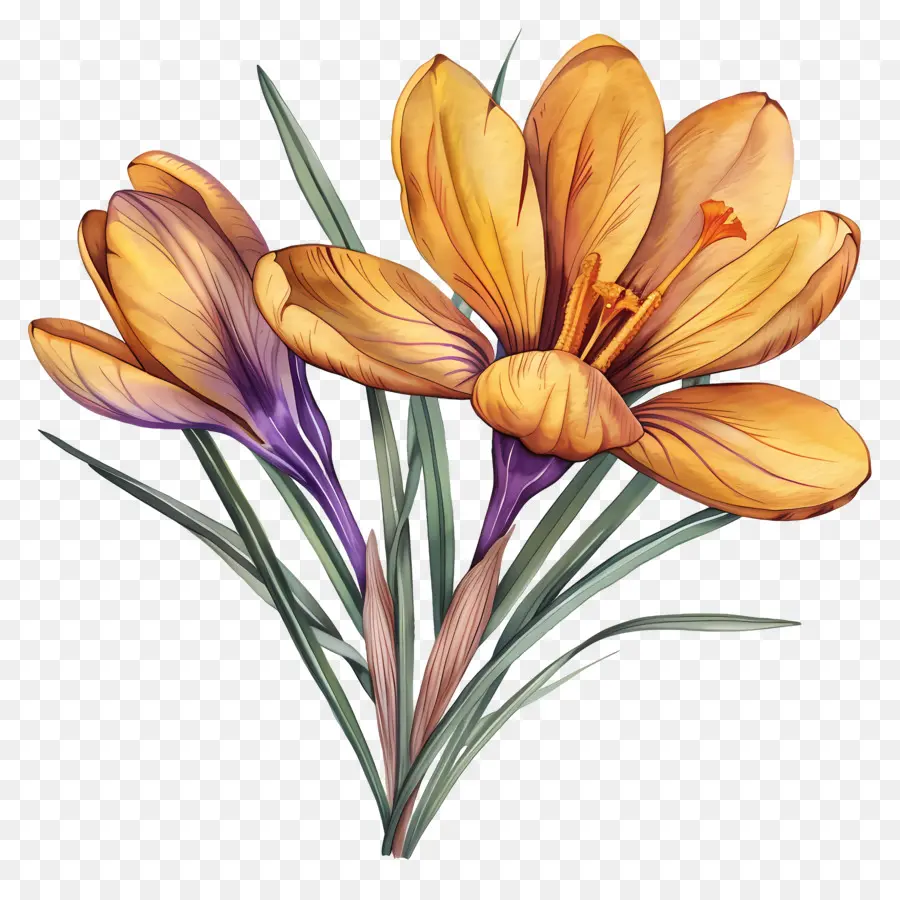 Crocus Safrané，Fleurs De Crocus PNG