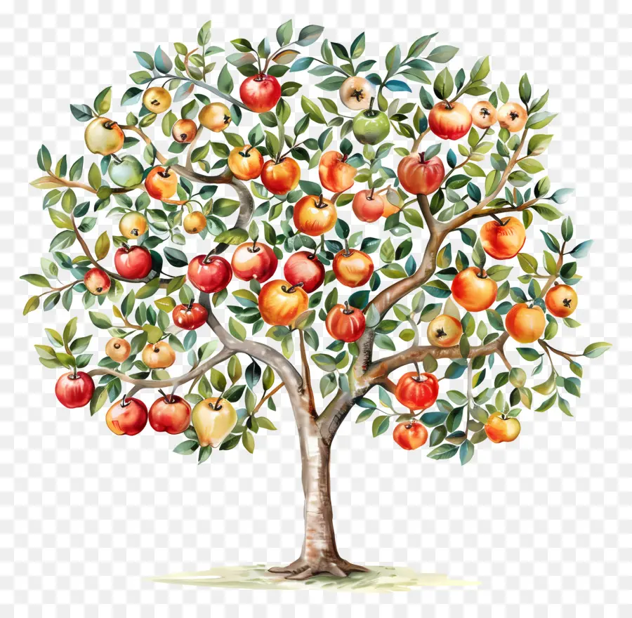 Les Fruits De L'arbre，Illustration Aquarelle PNG